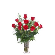 12 Roses in Glass Vase â€“ You choose the color